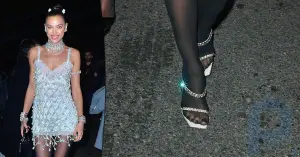 Irina Shayk usa meia preta com sandálias - por que isso é uma tendência e não uma fazenda coletiva