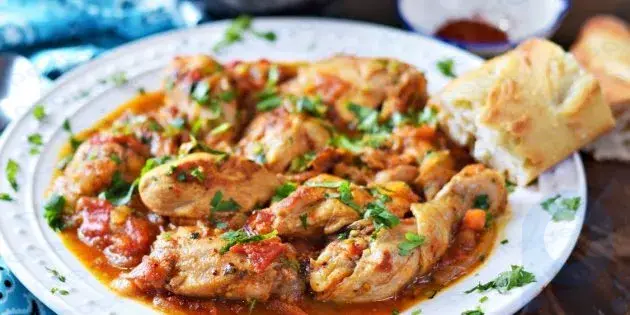 Receita de chakhokhbili de frango com cenoura