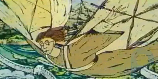 Кадр из мультфильма «Человек в воздухе»
