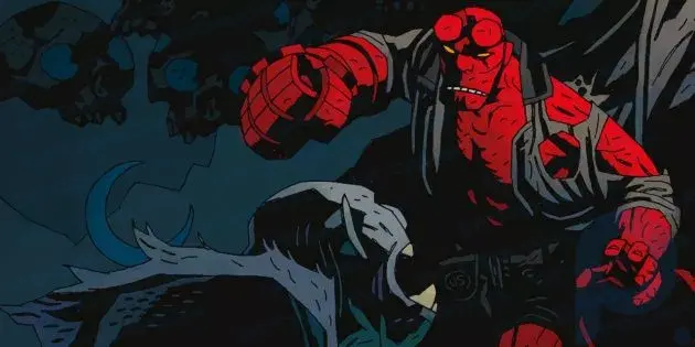 Hellboy: Hellboy'un sağ eli çok büyük ve taştan yapılmış.
