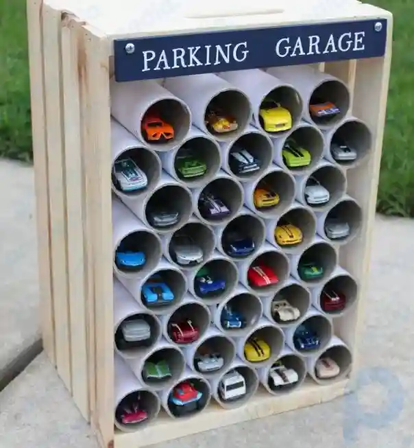 use-toilet-paper-rolls-to-create-a-garage-for-toy-cars