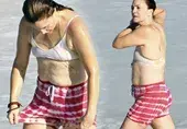 Дрю Бэрримор подчеркнула расплывшуюся фигуру нелепыми панталонами на пляже