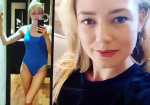 Mother of three children Oksana Akinshina shows off her seductive figure in a swimsuit