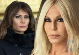Uma nova foto de Donatella Versace foi photoshopada para que ela não se parecesse com ela mesma, mas ela realmente se parece com uma parente de Melania Trump!