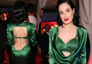 We need your comebacks! Dita von Teese, after a long absence, came out in a dress that was too daring for a 45-year-old woman
