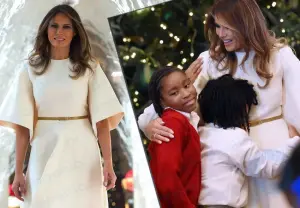 Com uma nova roupa branca como a neve, Melania Trump foi confundida com um anjo