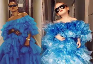 A 4-year-old Instagram star (an extremist organization banned in Russia) masterfully copies celebrity outfits