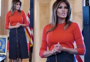 Vêtements de travail pour la Première Dame : Melania Trump portait une jupe en jean pour la première fois à la Maison Blanche