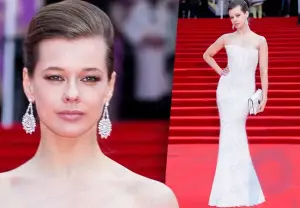 ¿Estás abrigada, niña? Katerina Shpitsa lució un vestido de punto en la ceremonia de clausura del Festival Internacional de Cine de Moscú y causó sensación