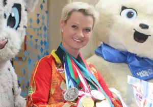 After the birth of her second child, 40-year-old Svetlana Khorkina appeared in public for the first time and showed off her impeccable shape