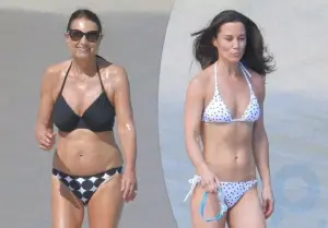 64-year-old Carole and 36-year-old Pippa Middleton showed off their perfect figures in bikinis