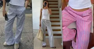 Pantalones de pijama a rayas que usan todas las chicas a la moda: ¿con qué combinarlos?