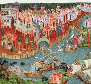 Marco Polo navegando desde Venecia