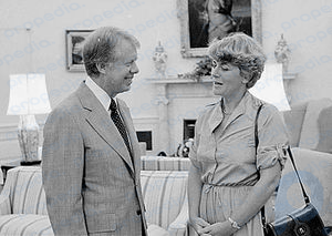 Джеральдин Ферраро (справа) с прес.  Джимми Картер, 1978 год.