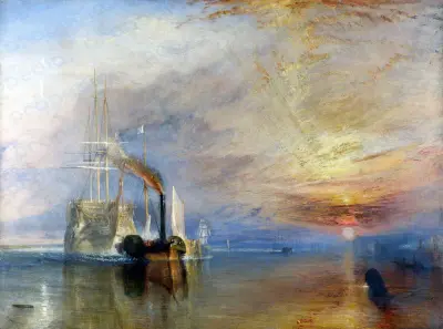The Fighting Temeraire Tugged to Her Last Berth to Be Broken Up, 1838: painting by J: M: W: Turner