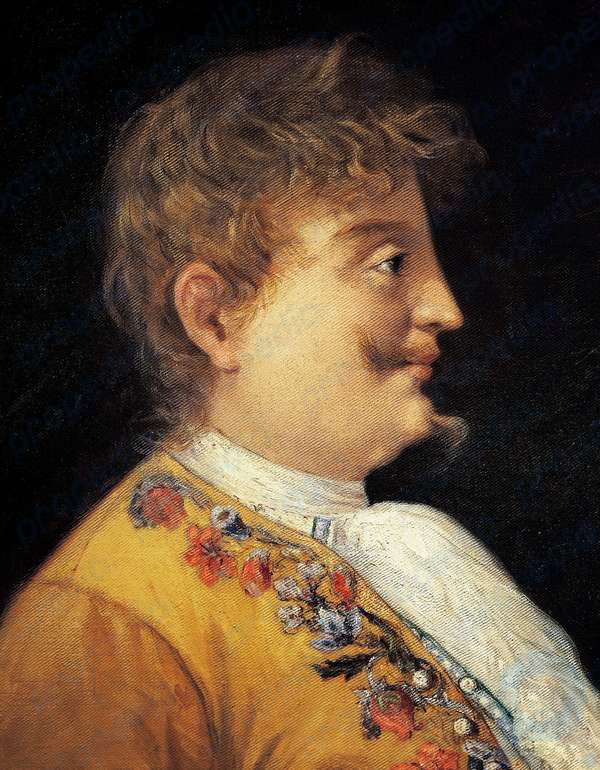 Retrato de Carlo Gesualdo da Venosa (Venosa, 1566-Gesualdo, 1613), compositor italiano.  Pintura de Francesco Mancini.  Nápoles, Museo Histórico Musical