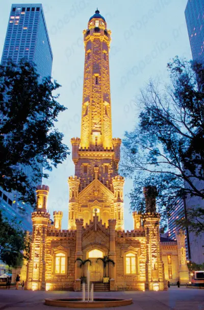 Водонапорная башня Чикаго: здание, Чикаго, Иллинойс, США