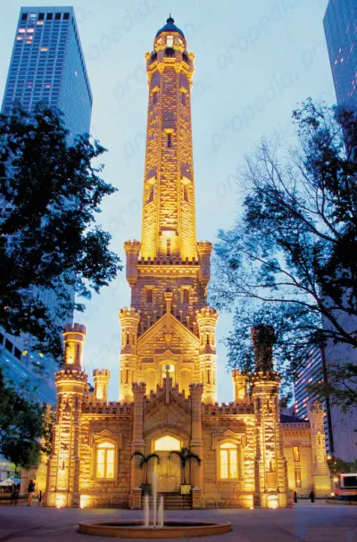 Torre de agua de Chicago: edificio, Chicago, Illinois, Estados Unidos