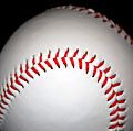 Nahaufnahme von Baseball auf schwarzem Hintergrund.  Baseball-Homepage-Blog 2010, Kunst und Unterhaltung, Geschichte und Gesellschaft, Sport und Spiele, Leichtathletik