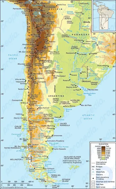 And dağları: dağ sistemi, Güney Amerika