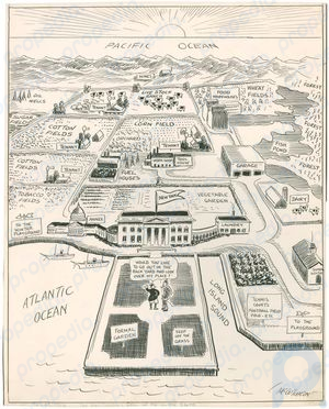 La idea del mapa de los Estados Unidos del neoyorquino, caricatura de John T. McCutcheon