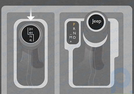 Paso 1 Encuentra la palanca de cambios de la caja de transferencia de tu Jeep a la izquierda de la palanca de cambios.