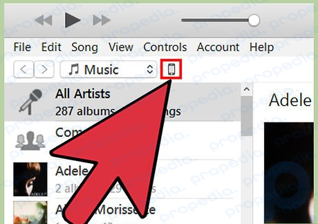 Passo 3 Selecione seu iPod na linha de botões na parte superior do iTunes.