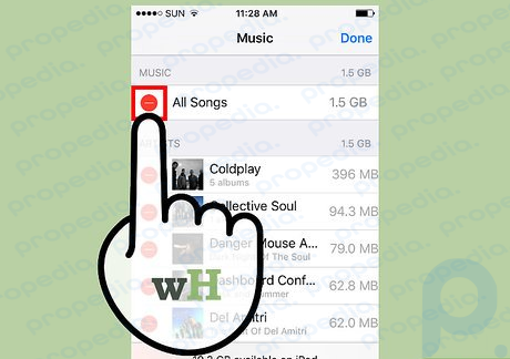 Passo 6 Exclua todas as suas músicas.