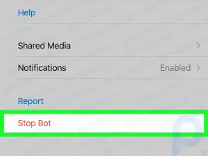 Cómo eliminar un bot de Telegram en iPhone o iPad
