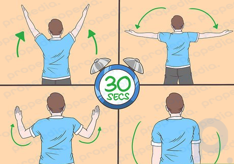Step 2 Perform Y, T, and W stretches to loosen your shoulders.