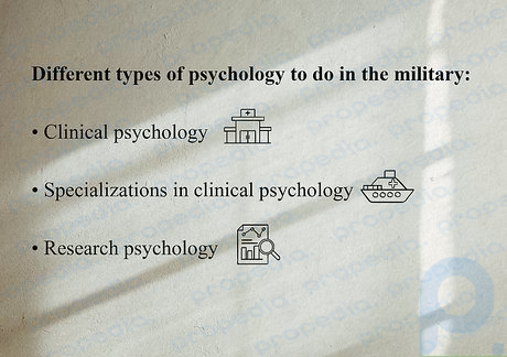 Шаг 1. Узнайте, какими видами психологии можно заниматься в армии.