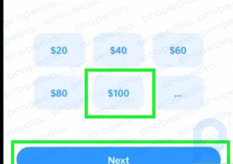 Step 5 Select an amount and choose Next.