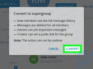 Bir Telegram Grubunu PC veya Mac'te Süper Gruba Dönüştürme