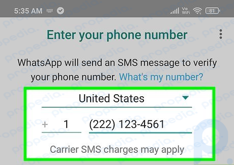 ステップ 3 Android で WhatsApp を開き、電話番号を入力します。