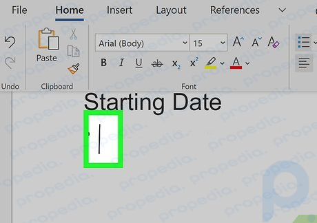 Adım 4 İmlecinizi belgede Excel verilerini yapıştırmak istediğiniz yere taşıyın.