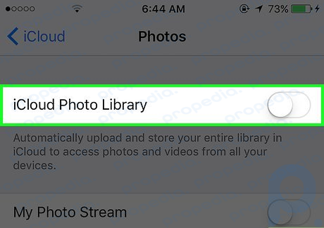 Paso 5. Desliza el botón Biblioteca de fotos de iCloud a la posición Apagado.