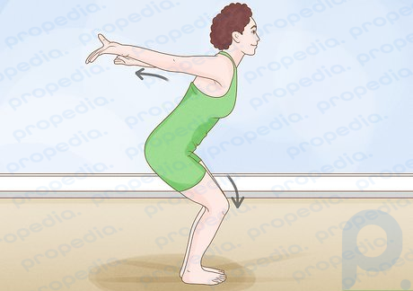 Step 3 Bend your knees and throw your arms back.