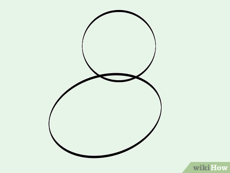 Schritt 2 Zeichnen Sie unterhalb des Kreises ein großes horizontales Oval mit einer Seite, die leicht diagonal zum Kopf zeigt.