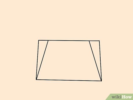 Étape 2 À partir des deux coins inférieurs et à l'intérieur du rectangle, tracez une ligne en angle aigu depuis le côté.