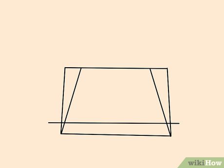 Schritt 3 Zeichnen Sie nahe der Basis des Rechtecks ​​eine horizontale Linie durch beide Seiten.
