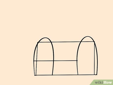 Étape 4 Entre les arcs, tracez une ligne horizontale droite, alignée près du centre du rectangle.