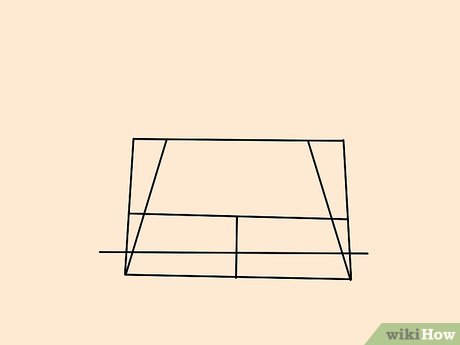 Passo 5 A partir da linha horizontal central, desenhe uma linha vertical central descendo até a base do retângulo.