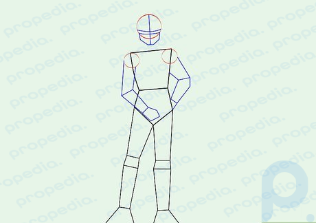 Step 6 Attach long polygons for his arms and hands.