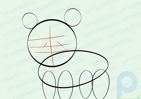 Step 6 Draw a pair of little circles where the Yorkie's ears should be.