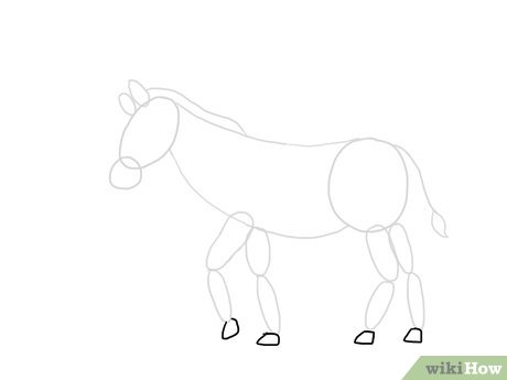 Schritt 7 Zeichnen Sie unregelmäßige Blöcke unter den Beinen für die Hufe.