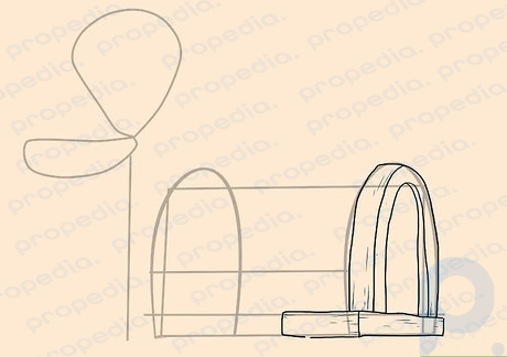 Step 8 Start drawing the the Krusty Krab's farthest arc and its base.