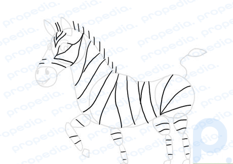 Schritt 9 Zeichnen Sie Streifenkonturen über den gesamten Körper des Zebras.