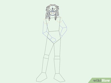 Step 9 Proceed in drawing the Predator's forehead and tentacle-like hair.