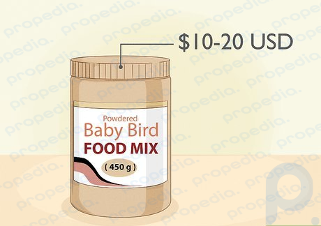 Step 1 Buy powdered baby bird food mix at a reputable pet supply store.