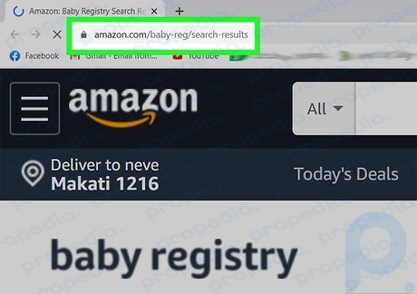 Schritt 1 Gehen Sie zu https://www.amazon.com/baby-reg/search-results....